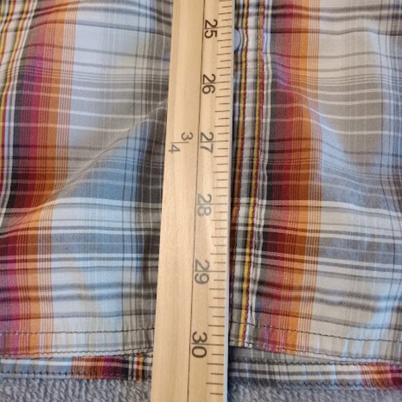 Prana Button Down Shirt Men's XL Rust & Gray Plaid Short Sleeve Organic Cotton - Picture 8 of 10